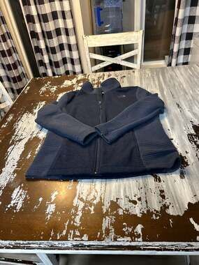 The North Face Women's XL Indi Full Zip Rib-Knit Fleece Jacket Navy Blue